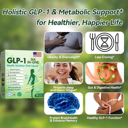 GLP-1 SIX-IN-ONE Health Solution Oral Liquid (Just once a day, visible changes in 7 days) For obesity, cardiovascular health, diabetes, sleep apnea, Gut Health, joint issues, and more