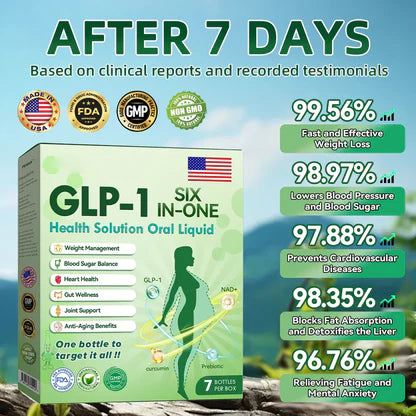GLP-1 SIX-IN-ONE Health Solution Oral Liquid (Just once a day, visible changes in 7 days) For obesity, cardiovascular health, diabetes, sleep apnea, Gut Health, joint issues, and more